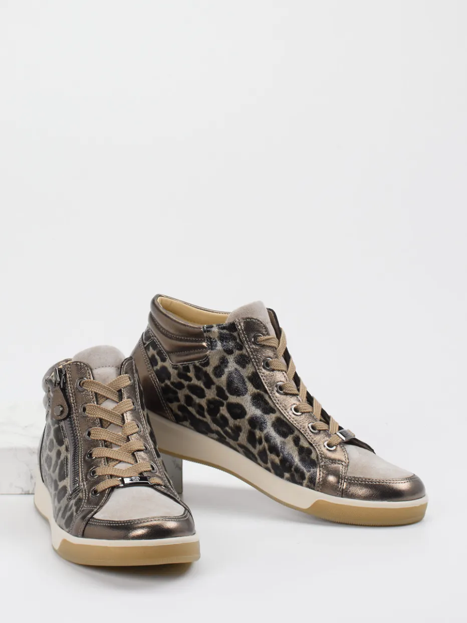 – Mid-Top Sneaker aus geprägtem Leder bronze*Ara Clearance