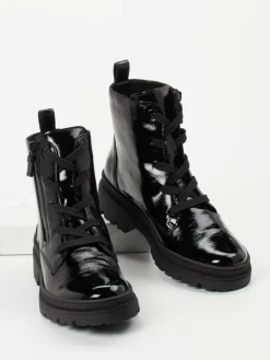 Damen Ara – Schnürstiefelette aus Lackleder