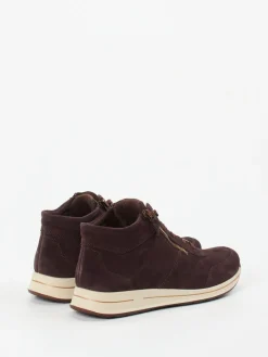 Damen Ara – Schnürstiefelette aus Veloursleder dunkelbraun