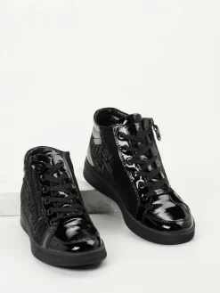 Damen Ara – Schnürstiefelette aus Lackleder