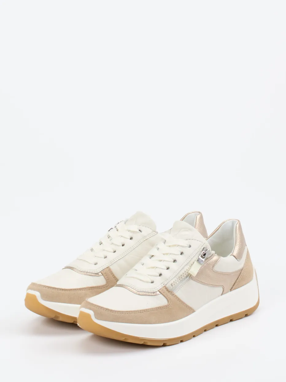 Damen Ara – Sneaker aus Kalbleder in Creme und