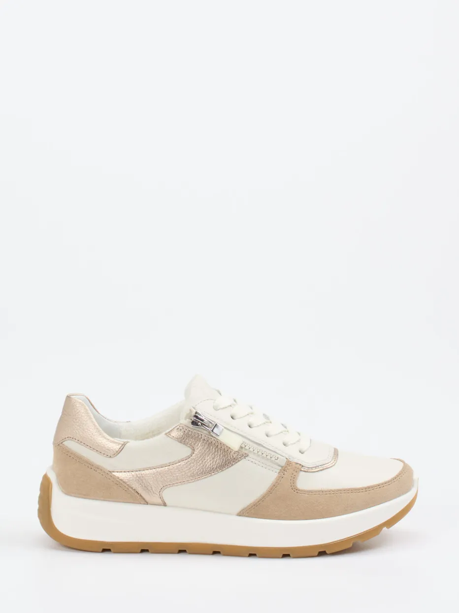 Damen Ara – Sneaker aus Kalbleder in Creme und