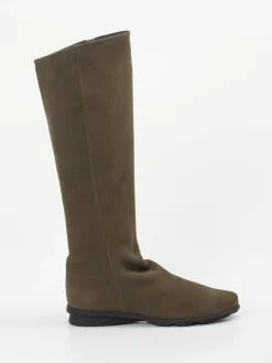 Damen Arche – Kniehohe Stiefel aus Nubukleder oliv