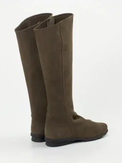 Damen Arche – Kniehohe Stiefel aus Nubukleder oliv