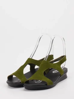 Damen Arche – Sandalen aus Veloursleder in Oliv
