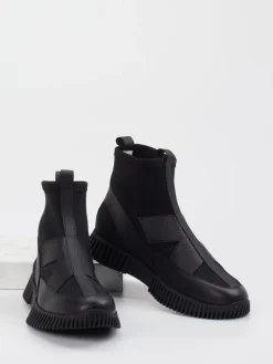 Damen Arche – Sock-Boots aus Textil und Leder