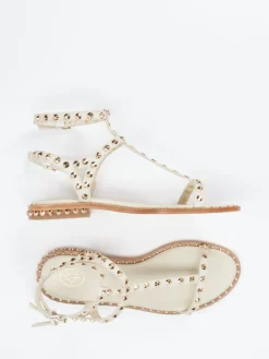 Damen ASH – Riemchensandalen aus Kalbleder mit Goldnieten