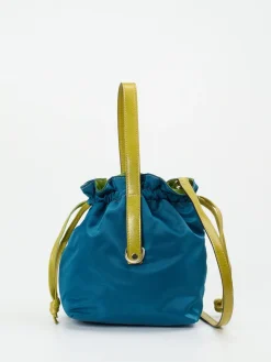 Damen AU 79 – Beuteltasche aus Textil und Leder petrol