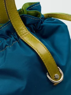 Damen AU 79 – Beuteltasche aus Textil und Leder petrol