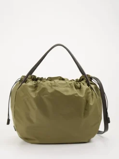 – Shopper Bag aus Nylon und Kalbleder oliv*AU 79