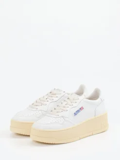 Damen Autry – Platform-Sneaker aus Leder -beige