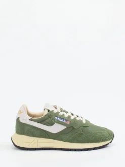 Damen Autry – Retro-Sneaker aus Veloursleder und Nylon oliv
