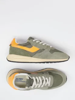 Herren Autry – Retro-Sneaker aus Veloursleder und Mesh oliv