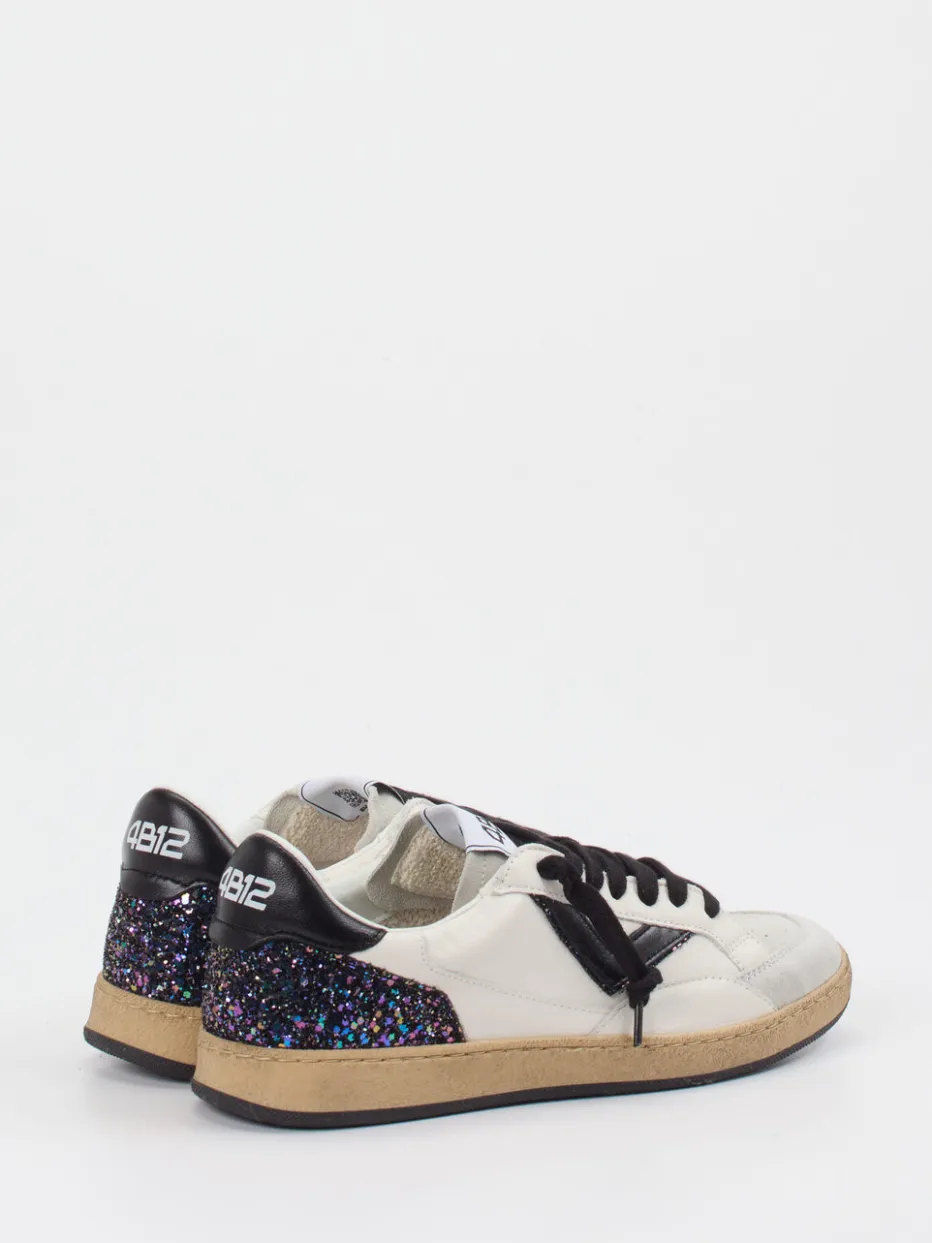 Damen 4B12 – Sneaker aus Velour/Leder mit Glitzerdetail