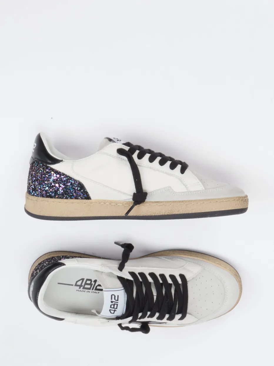 Damen 4B12 – Sneaker aus Velour/Leder mit Glitzerdetail