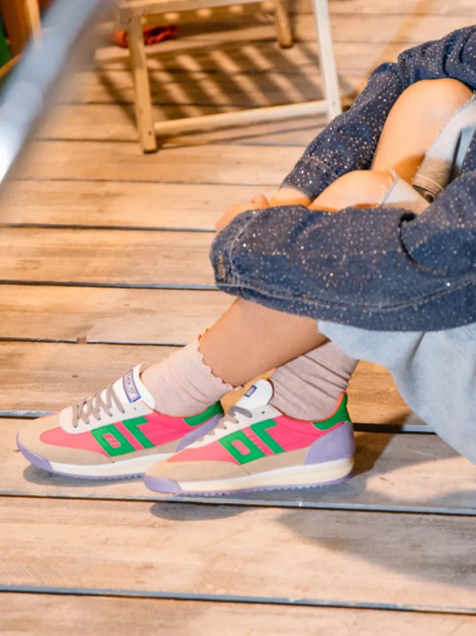 Damen Back 70 – Sneaker aus Veloursleder und Nylon Korallrosa