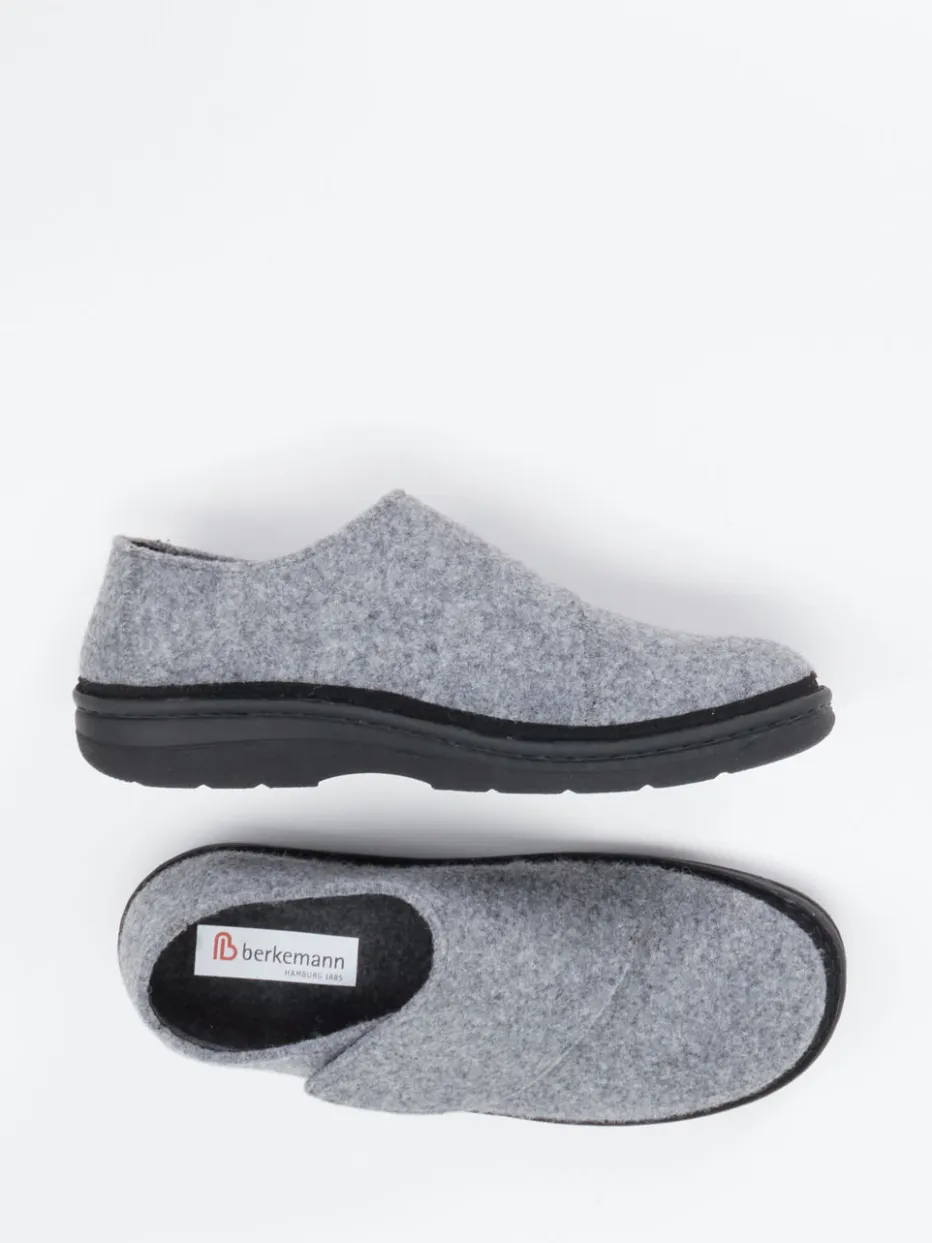 Herren Berkemann – Klett-Hausschuh aus Wollfilz hell