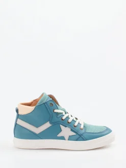 Kinder Bisgaard – High-Top Sneaker aus Lammleder türkis