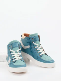 Kinder Bisgaard – High-Top Sneaker aus Lammleder türkis