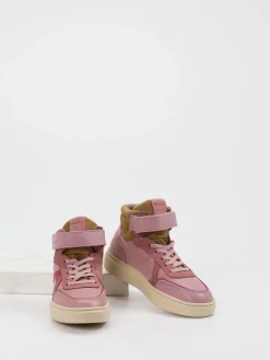 Kinder Bisgaard – High-Top-Sneaker aus Kalbleder altrosa