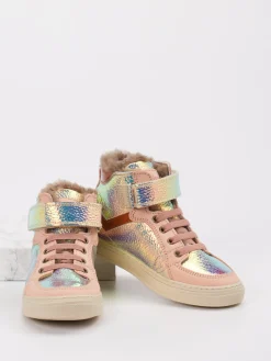 – High-Top-Sneaker aus Metallic mit Fellfutter*Bisgaard