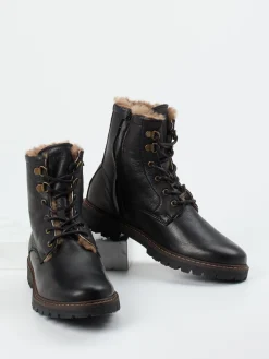 Kinder Bisgaard – Schnürboots aus Kalbleder mit Lammfell