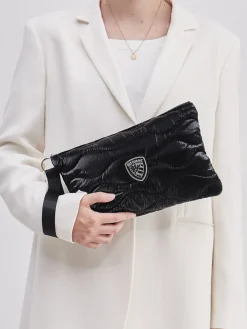 – Clutch aus Textil in glänzend*Blauer Clearance