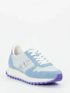 – Retro-Sneaker aus Veloursleder Pastell*Blauer Hot