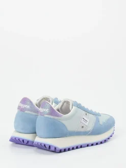 – Retro-Sneaker aus Veloursleder Pastell*Blauer Hot