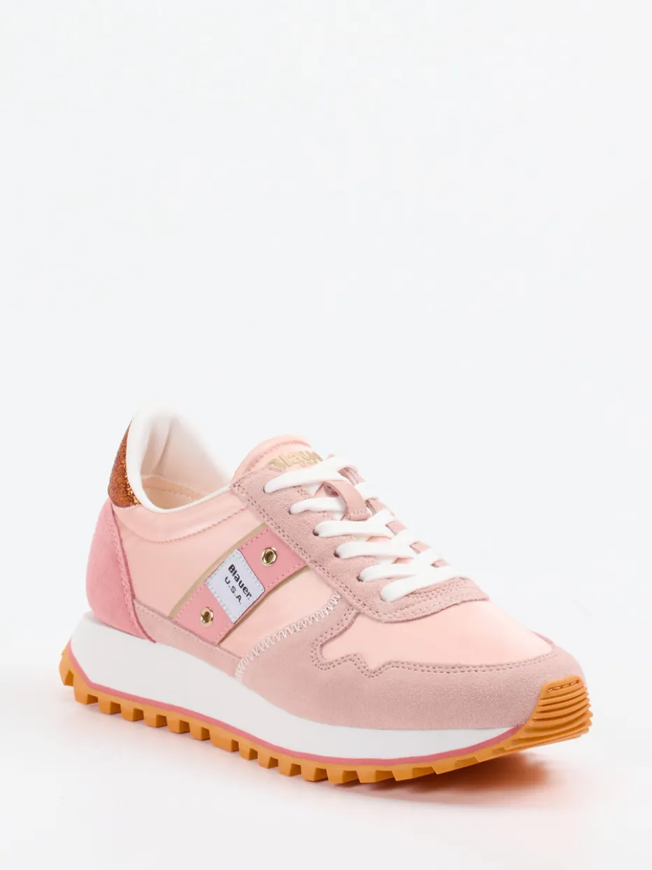 – Retro-Sneaker aus Veloursleder in*Blauer Outlet