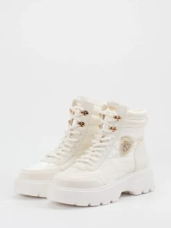 – Schnürboots aus glänzendem Textil*Blauer Hot