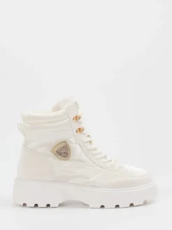 – Schnürboots aus glänzendem Textil*Blauer Hot