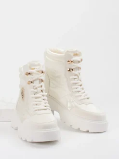 – Schnürboots aus glänzendem Textil*Blauer Hot