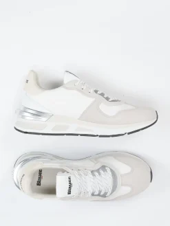 Damen Blauer – Sneaker aus Kalbleder und Nylon Offwhite