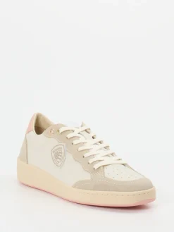 – Sneaker aus Veloursleder in Creme*Blauer New