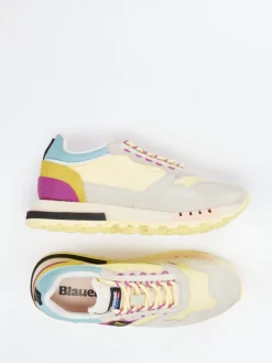 Damen Blauer – Sneaker aus Veloursleder und Nylon Pastellgelb