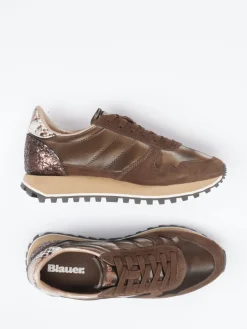 – Sneaker aus Veloursleder mit Glitzerdetails*Blauer Outlet