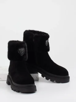 – Stiefelette aus Veloursleder*Blauer