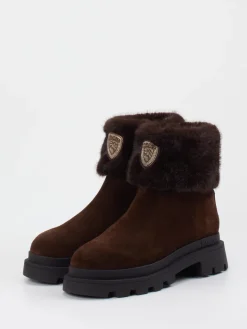 – Stiefelette aus Veloursleder dunkel*Blauer