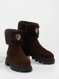 – Stiefelette aus Veloursleder dunkel*Blauer