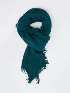 Damen Blui – Fransenschal aus Woll-Kaschmir-Mix Petrol