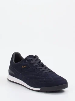 Herren Boss – Low-Top-Sneaker aus Veloursleder Dunkel