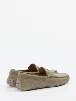 Herren Boss – Penny Loafer aus Veloursleder in Taupe