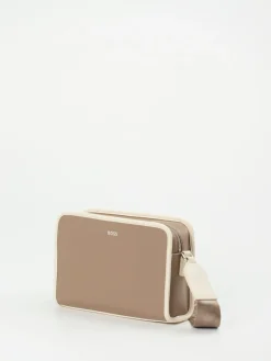 Damen Boss – Schultertasche aus Kalbleder in Taupe