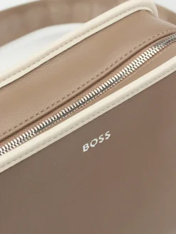 Damen Boss – Schultertasche aus Kalbleder in Taupe