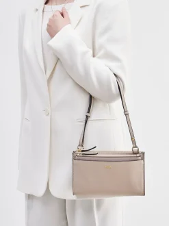 Damen Boss – Schultertasche aus Kalbleder in grau