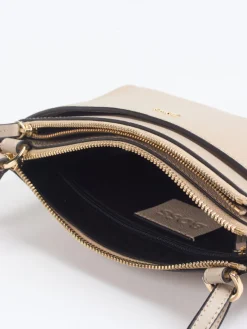 Damen Boss – Schultertasche aus Kalbleder in grau