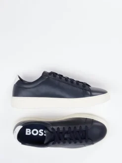 Herren Boss – Sneaker aus Glattleder in Dunkel