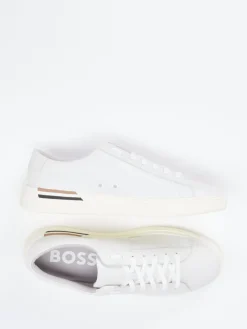 Herren Boss – Sneaker aus Glattleder in Hellgrau