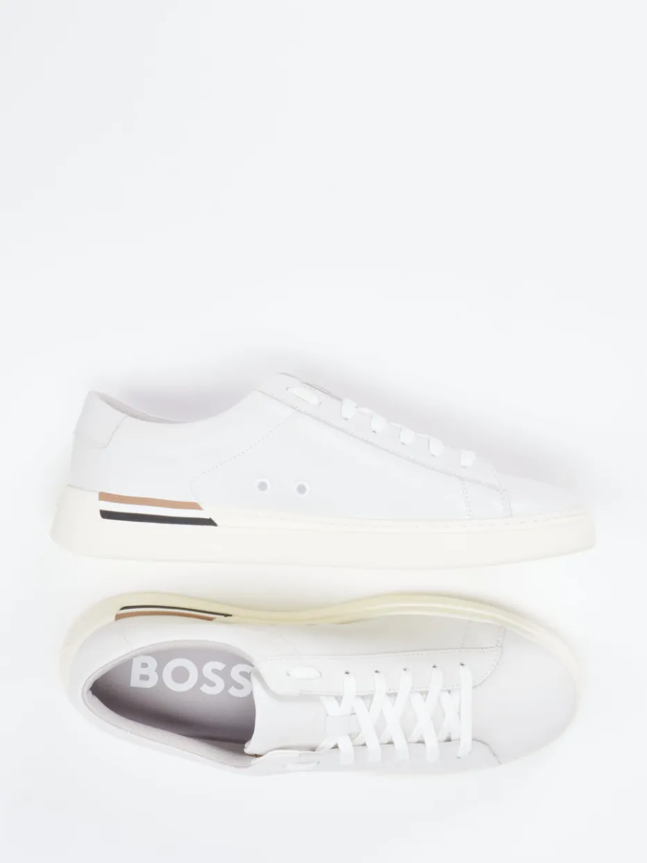 Herren Boss – Sneaker aus Glattleder in Hellgrau